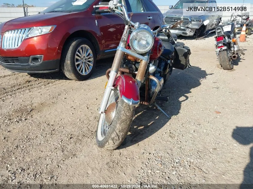 2002 Kawasaki Vn800 B VIN: JKBVNCB152B514938 Lot: 40691422