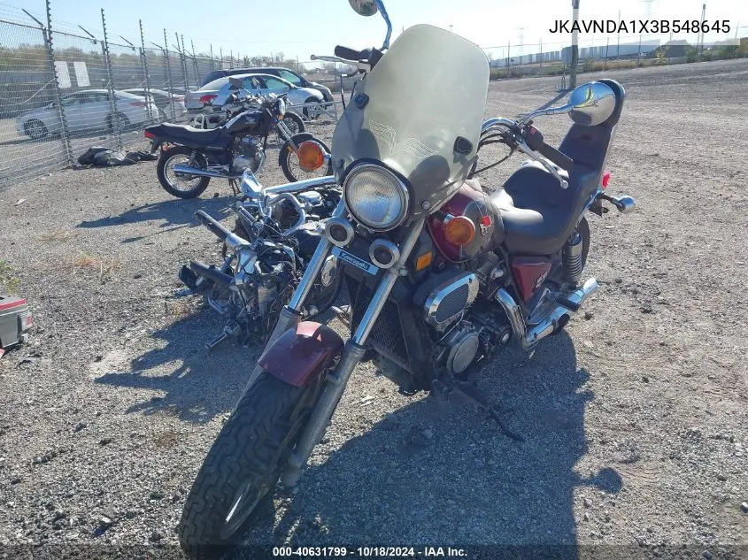 2003 Kawasaki Vn750 VIN: JKAVNDA1X3B548645 Lot: 40631799