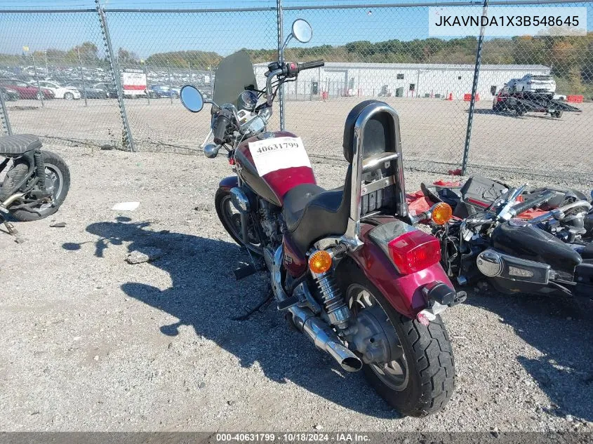 2003 Kawasaki Vn750 VIN: JKAVNDA1X3B548645 Lot: 40631799