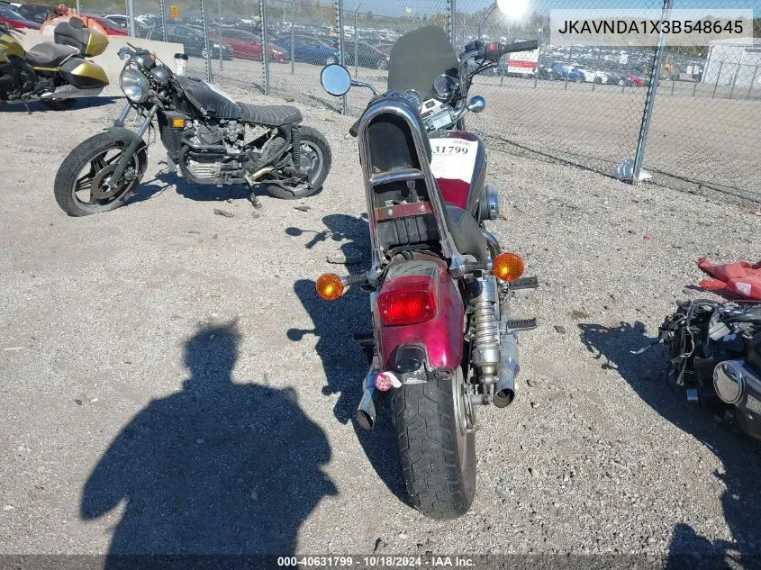 2003 Kawasaki Vn750 VIN: JKAVNDA1X3B548645 Lot: 40631799