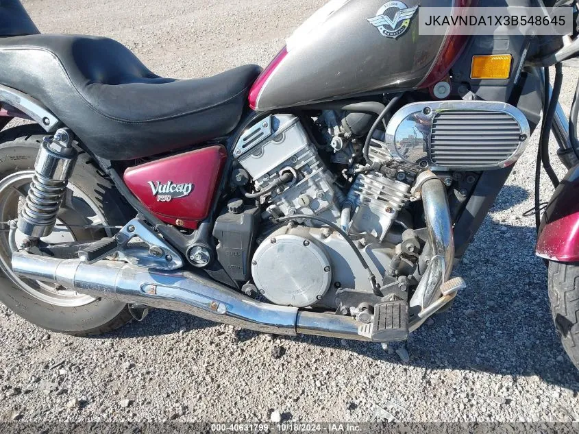 2003 Kawasaki Vn750 VIN: JKAVNDA1X3B548645 Lot: 40631799