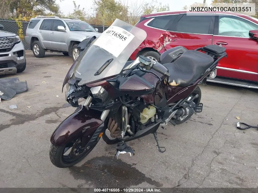 2012 Kawasaki Zg1400 C VIN: JKBZGNC10CA013551 Lot: 40716505