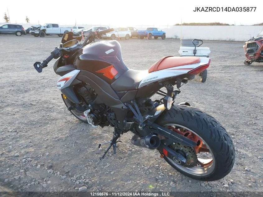 2013 Kawasaki Zr1000 D VIN: JKAZRCD14DA035877 Lot: 12150576