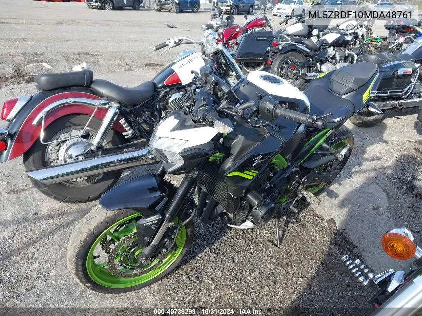 2021 Kawasaki Zr900 F VIN: ML5ZRDF10MDA48761 Lot: 40738299