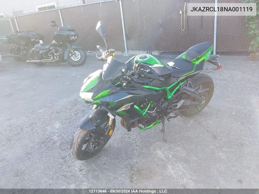 2022 Kawasaki Zr1000 L VIN: JKAZRCL18NA001119 Lot: 12113646