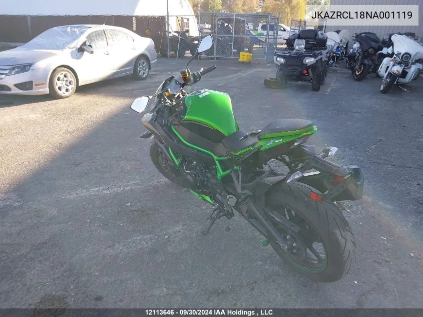 2022 Kawasaki Zr1000 L VIN: JKAZRCL18NA001119 Lot: 12113646