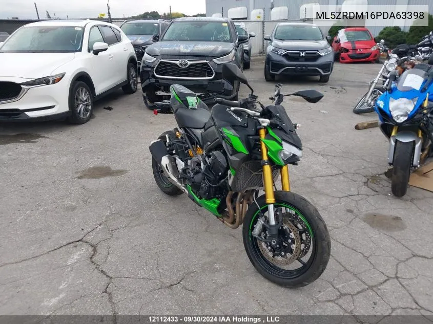 2023 Kawasaki Zr900 M VIN: ML5ZRDM16PDA63398 Lot: 12112433