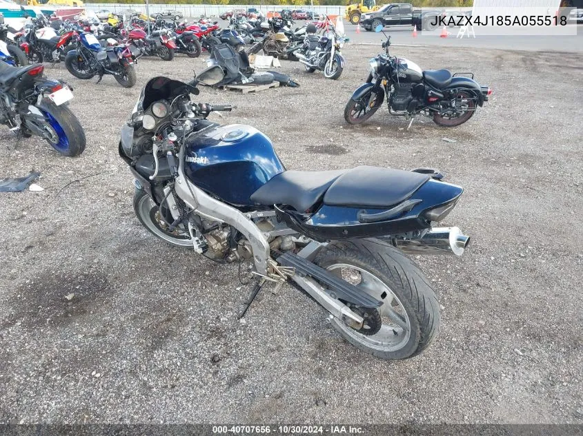 2005 Kawasaki Zx600 J1 VIN: JKAZX4J185A055518 Lot: 40707656