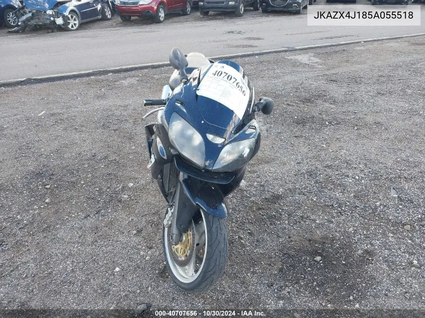 2005 Kawasaki Zx600 J1 VIN: JKAZX4J185A055518 Lot: 40707656