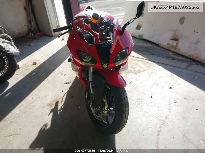 2007 Kawasaki Zx600 P VIN: JKAZX4P187A023663 Lot: 40772689