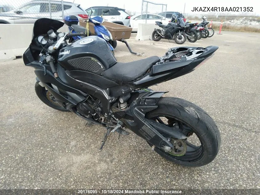 2010 Kawasaki Zx600 Ninja Zx-6R VIN: JKAZX4R18AA021352 Lot: 20176095