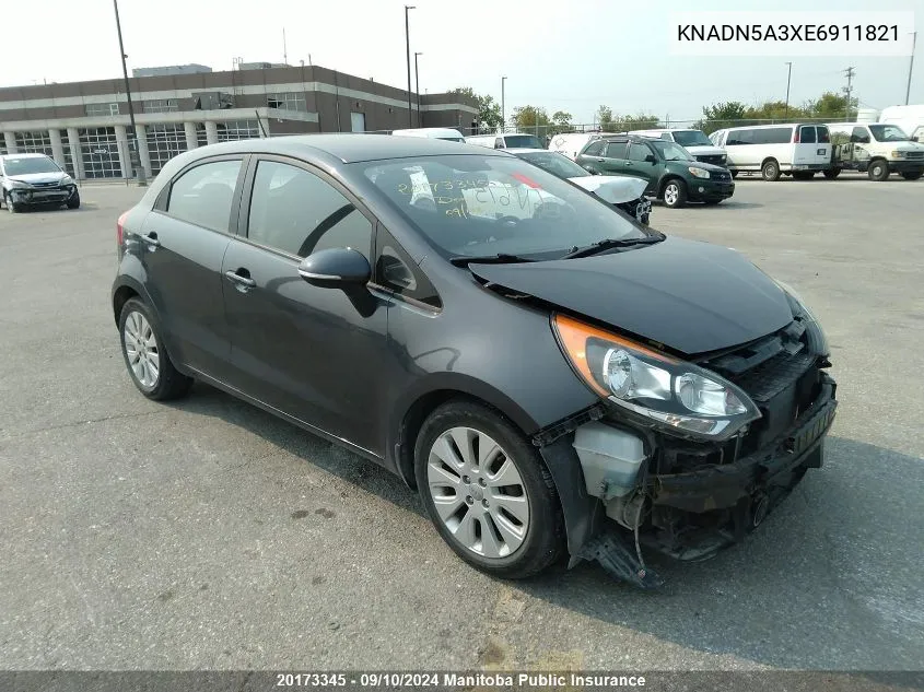 2014 Kia Rio5 Ex VIN: KNADN5A3XE6911821 Lot: 20173345