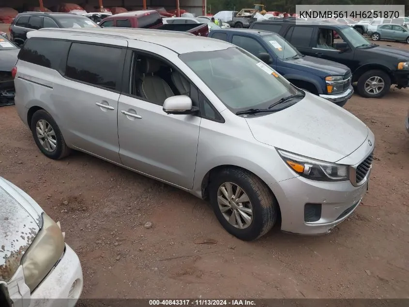 2014 Kia Selona VIN: KNDMB5614H6251870 Lot: 40843317