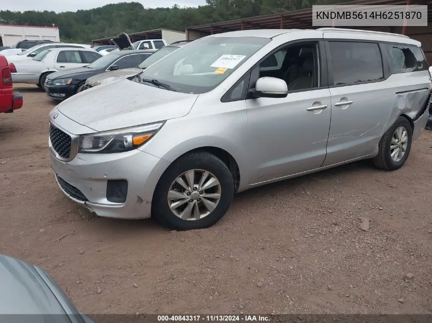 2014 Kia Selona VIN: KNDMB5614H6251870 Lot: 40843317