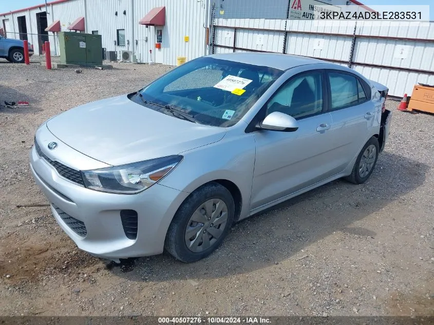 2020 Kia Rio Ex VIN: 3KPAZ4AD3LE283531 Lot: 40507276