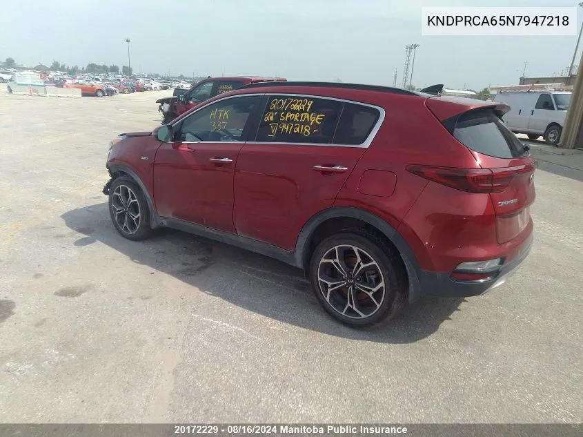 2022 Kia Sportage Sx Turbo VIN: KNDPRCA65N7947218 Lot: 20172229