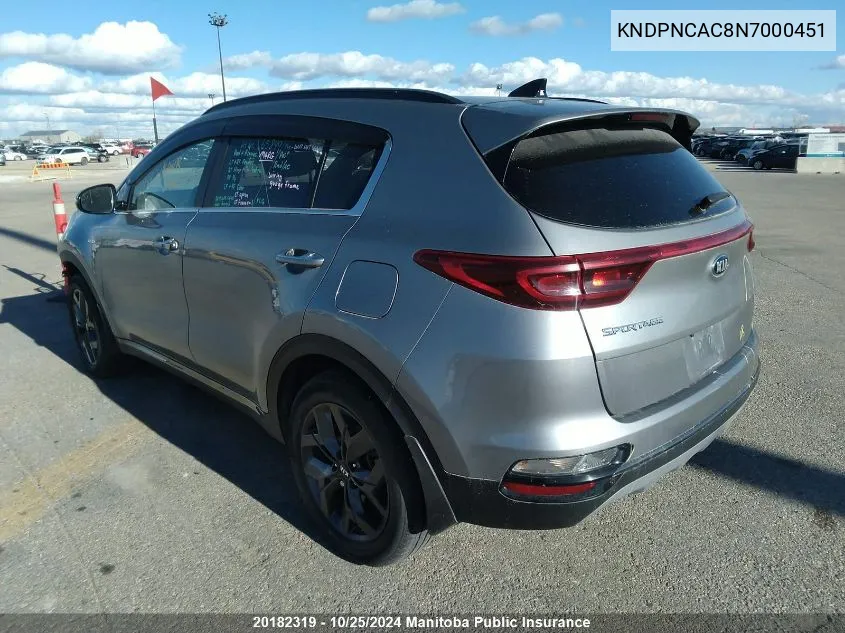 2022 Kia Sportage Ex S VIN: KNDPNCAC8N7000451 Lot: 20182319