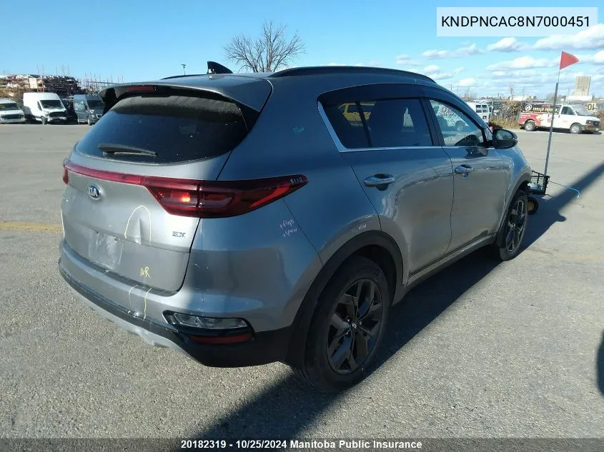 2022 Kia Sportage Ex S VIN: KNDPNCAC8N7000451 Lot: 20182319