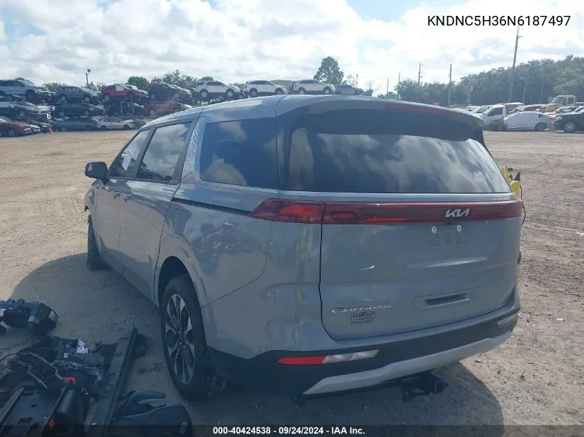 2022 Kia Carnival Mpv Ex VIN: KNDNC5H36N6187497 Lot: 40424538