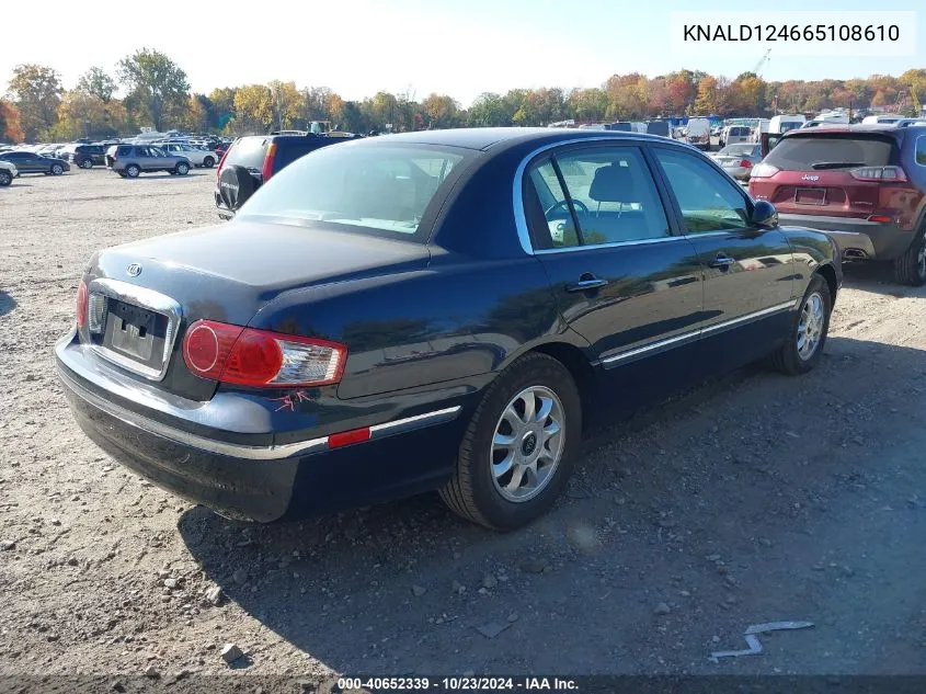 2006 Kia Amanti VIN: KNALD124665108610 Lot: 40652339