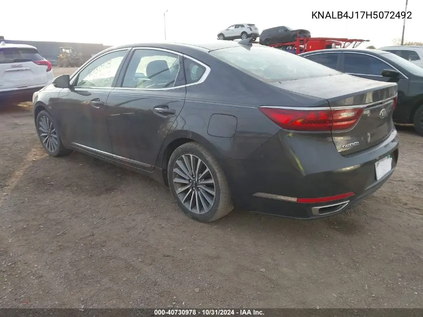 2017 Kia Cadenza Premium VIN: KNALB4J17H5072492 Lot: 40730978