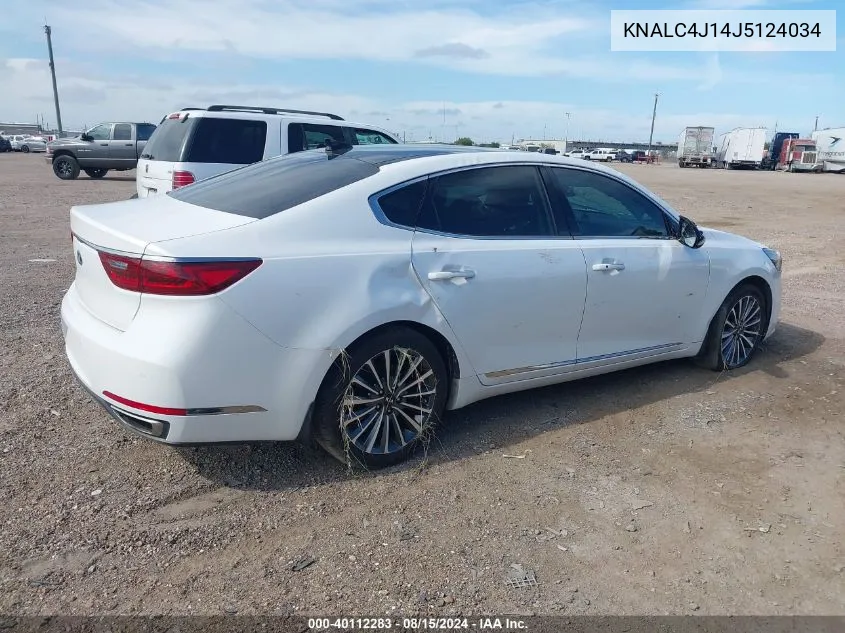 2018 Kia Cadenza Premium VIN: KNALC4J14J5124034 Lot: 40112283