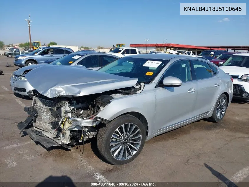 2018 Kia Cadenza Premium VIN: KNALB4J18J5100645 Lot: 40311640