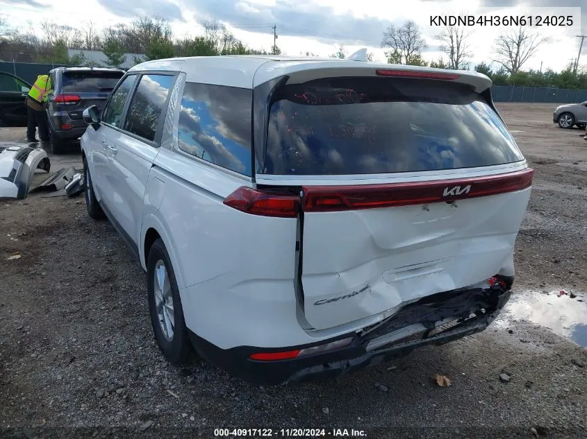 2022 Kia Carnival Mpv Lx Seat Package VIN: KNDNB4H36N6124025 Lot: 40917122