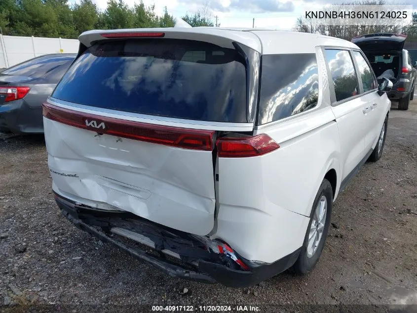 2022 Kia Carnival Mpv Lx Seat Package VIN: KNDNB4H36N6124025 Lot: 40917122