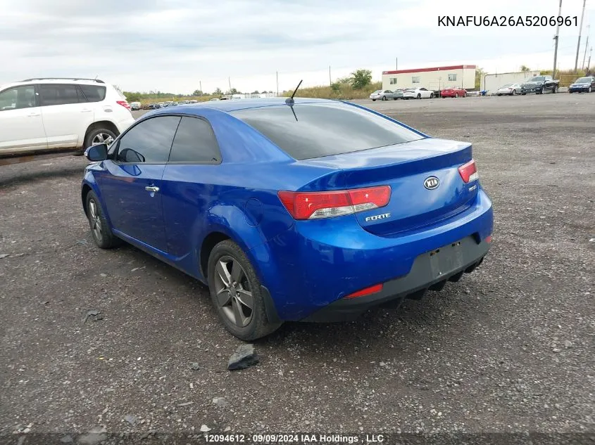 2010 Kia Forte Koup VIN: KNAFU6A26A5206961 Lot: 12094612