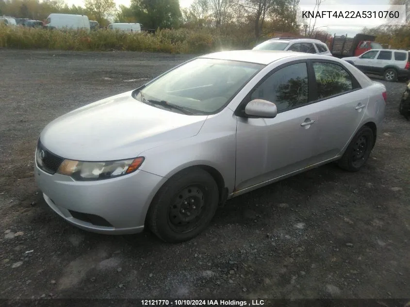 2010 Kia Forte Lx VIN: KNAFT4A22A5310760 Lot: 12121770