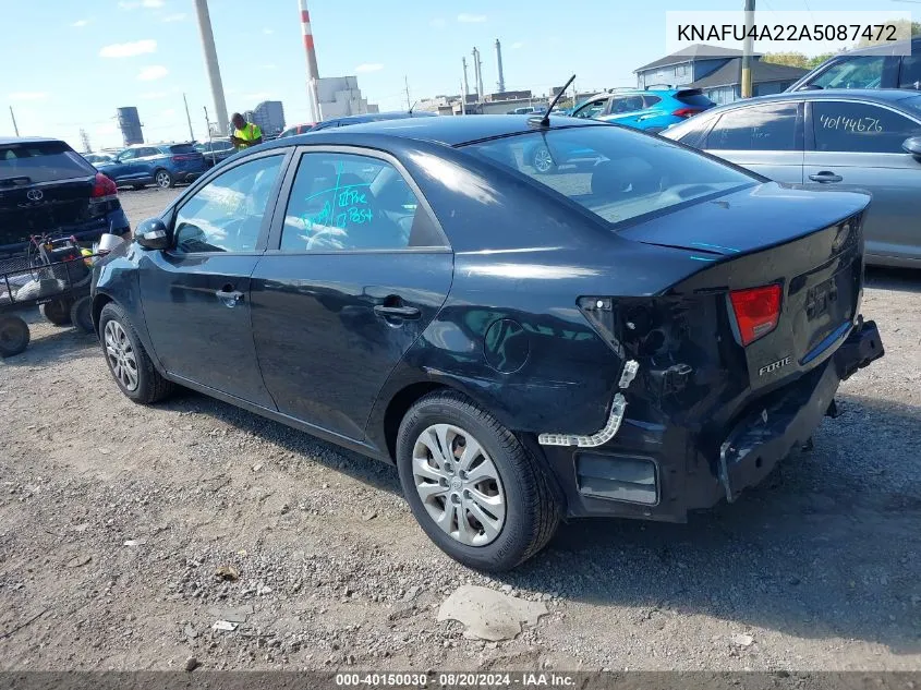 2010 Kia Forte Ex VIN: KNAFU4A22A5087472 Lot: 40150030