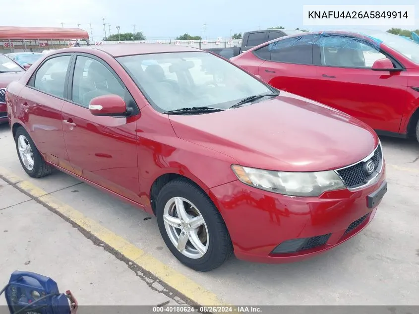 2010 Kia Forte Ex VIN: KNAFU4A26A5849914 Lot: 40180624