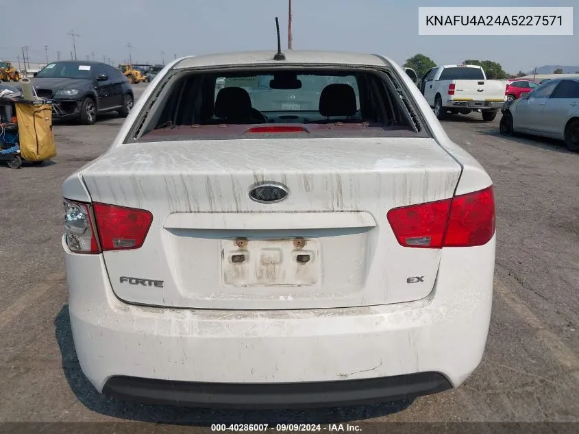 2010 Kia Forte Ex VIN: KNAFU4A24A5227571 Lot: 40286007