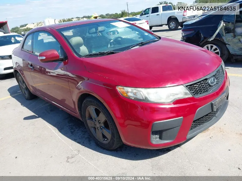 2010 Kia Forte Koup Ex VIN: KNAFU6A22A5184635 Lot: 40315625