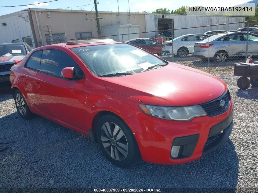 KNAFW6A30A5192414 2010 Kia Forte Koup Sx