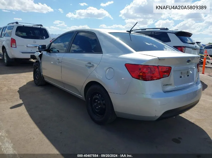 2010 Kia Forte Ex VIN: KNAFU4A20A5809389 Lot: 40407554