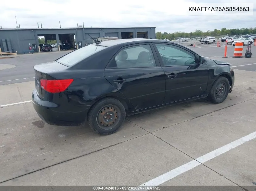 2010 Kia Forte Lx VIN: KNAFT4A26A5854663 Lot: 40424816