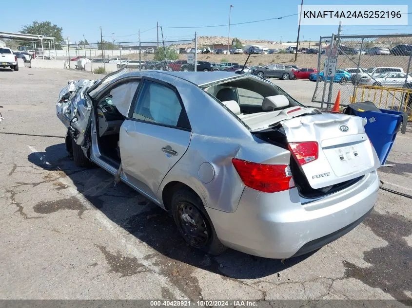 2010 Kia Forte Lx VIN: KNAFT4A24A5252196 Lot: 40428921