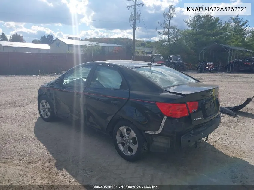 2010 Kia Forte Ex VIN: KNAFU4A22A5262321 Lot: 40528981