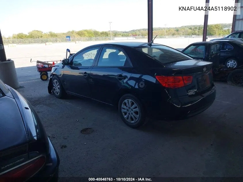 2010 Kia Forte Ex VIN: KNAFU4A24A5118902 Lot: 40548763