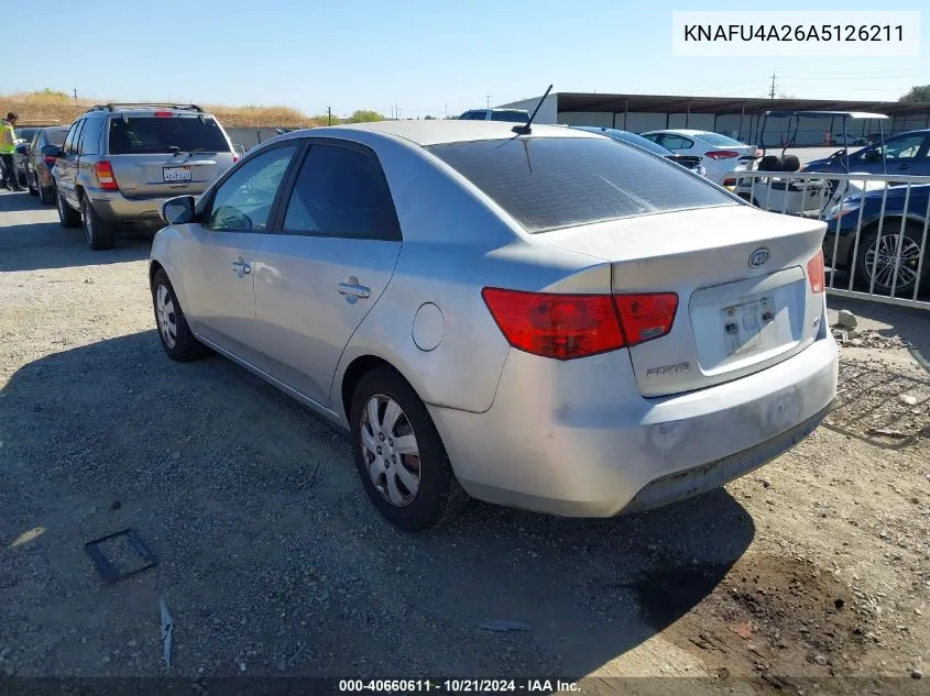 2010 Kia Forte Ex VIN: KNAFU4A26A5126211 Lot: 40660611