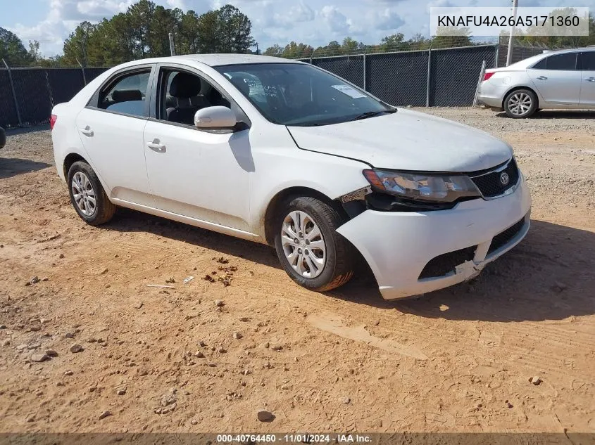 2010 Kia Forte Ex VIN: KNAFU4A26A5171360 Lot: 40764450