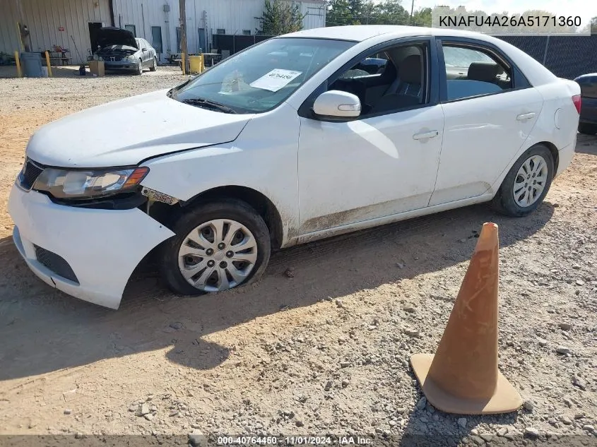 2010 Kia Forte Ex VIN: KNAFU4A26A5171360 Lot: 40764450