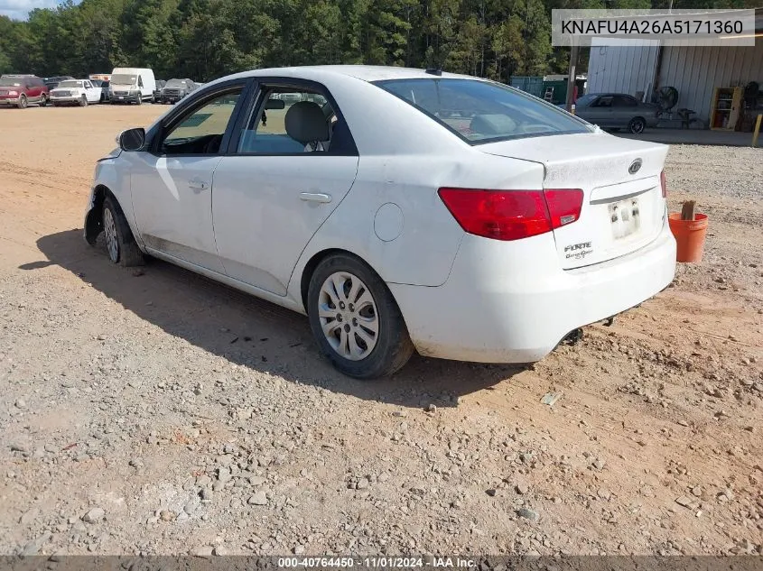 2010 Kia Forte Ex VIN: KNAFU4A26A5171360 Lot: 40764450