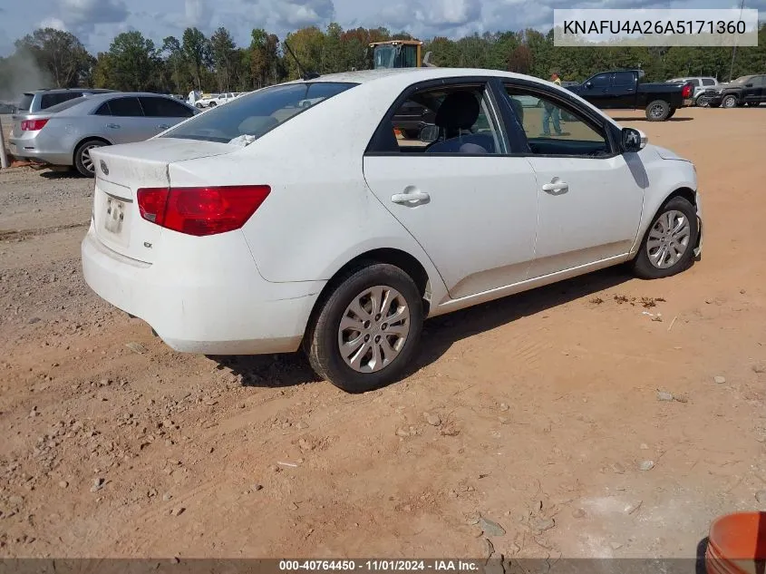 2010 Kia Forte Ex VIN: KNAFU4A26A5171360 Lot: 40764450