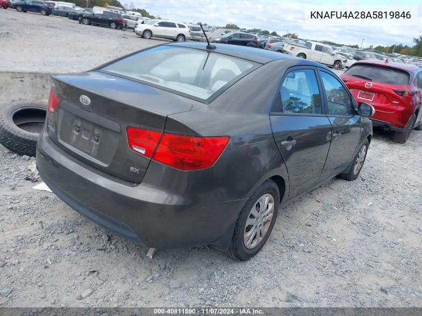 2010 Kia Forte Ex VIN: KNAFU4A28A5819846 Lot: 40811590