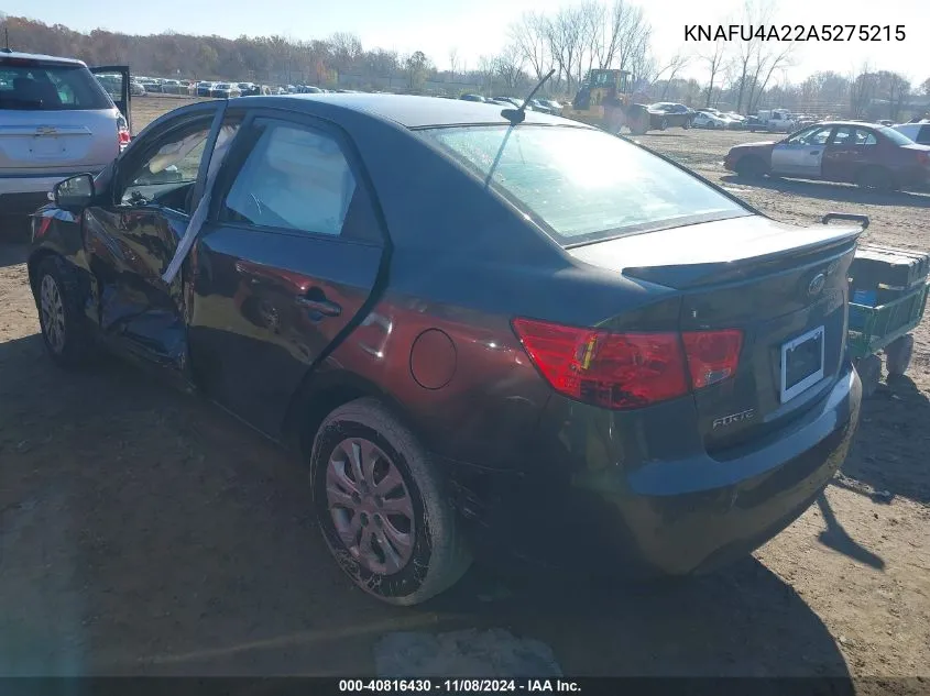 2010 Kia Forte Ex VIN: KNAFU4A22A5275215 Lot: 40816430