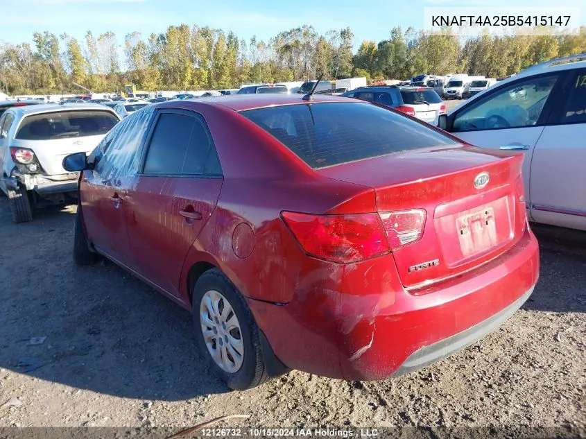 2011 Kia Forte VIN: KNAFT4A25B5415147 Lot: 12126732