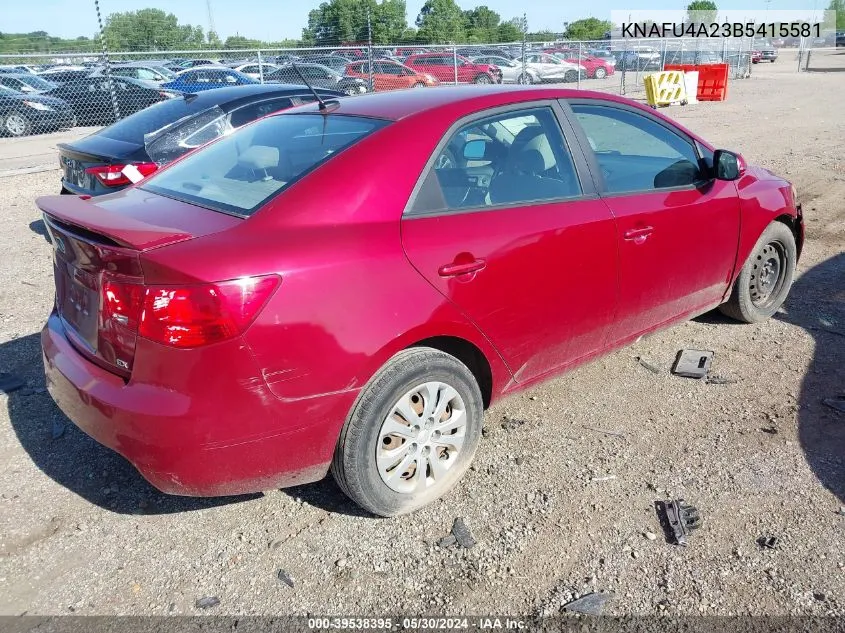 2011 Kia Forte Ex VIN: KNAFU4A23B5415581 Lot: 39538395